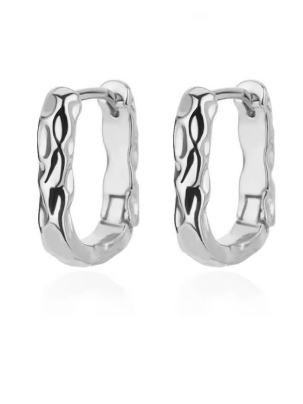 NEW Silver Huggie Hoop Stud Earrings